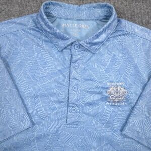 Matte Grey Whistling Straits Polo Shirt Mens M Blue Geometric Performance Golf